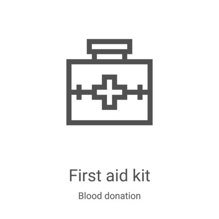 first aid kit icon vector from blood donation collection. Thin line first aid kit outline icon vector illustration. Linear symbol for use on web and mobile apps, logo, print mediaのイラスト素材