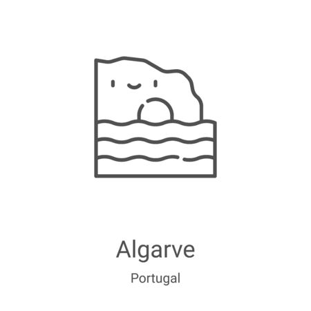 algarve icon vector from portugal collection. Thin line algarve outline icon vector illustration. Linear symbol for use on web and mobile apps, logo, print mediaのイラスト素材