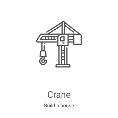 crane icon vector from build a house collection. Thin line crane outline icon vector illustration. Linear symbol for use on web and mobile apps, logo, print mediaのイラスト素材