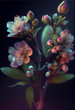 close up of a flower on a stem. generative ai.の素材