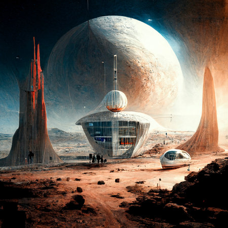 an artists rendering of a futuristic city in the desert. generative ai.の素材