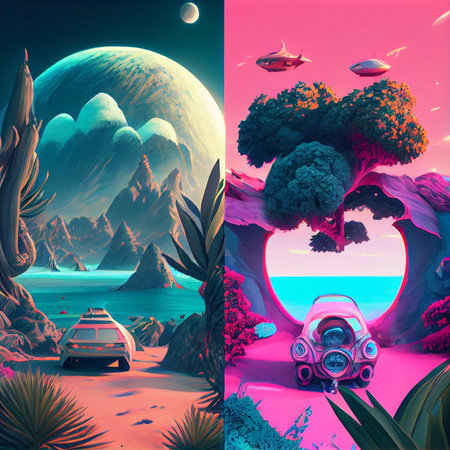 car that is sitting in the middle of a desert. generative ai.の素材