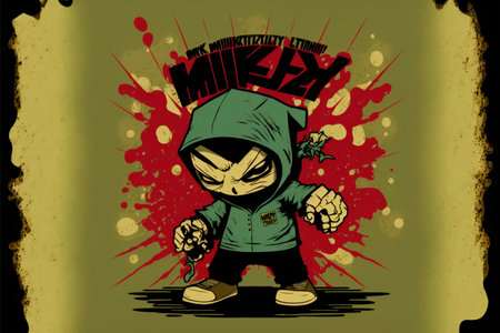 an image of a cartoon character on a grunge background. generative ai.の素材