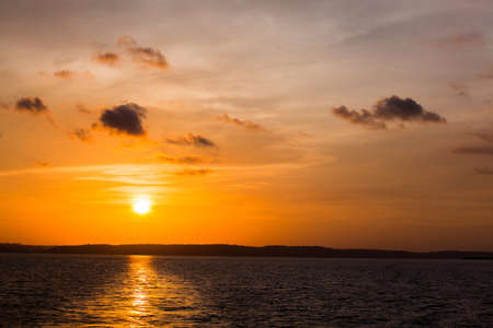 Sunset on Amazon riverの写真素材