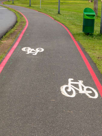 Bike Lane signs on streets ground