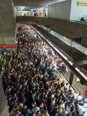 SAO PAULO, BRAZIL - MAY 22, 2013 - Crowded brazilian subway station - Se station