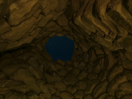 A night view of Nuraghe La Prisgionaの写真素材