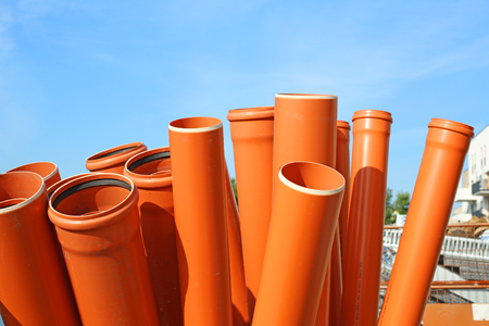 orange sewage pipesの写真素材