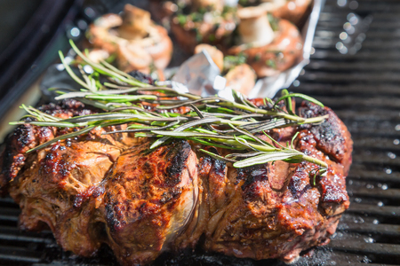 chrysinis with thyme on the grillの写真素材