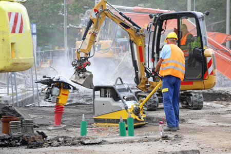roadworks with machines