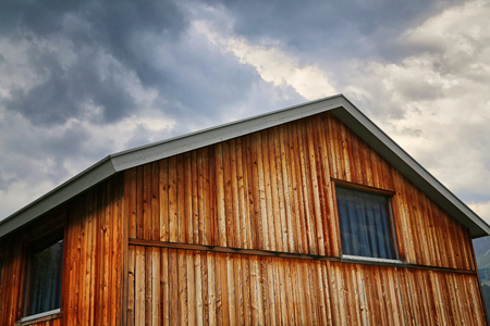 frame house in grisonsの写真素材