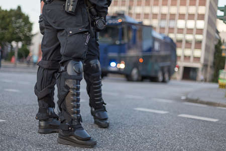 german riot police with shinguard