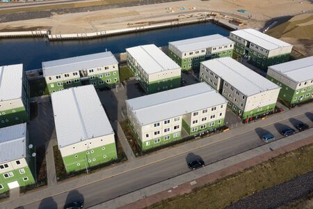 Aerial view of refugee camp in Hamburgの写真素材