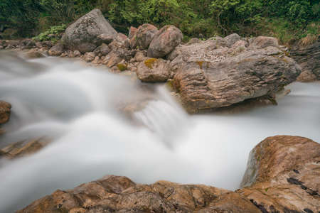 long exposure of wild Wimbach riverの写真素材