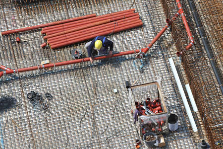 installation of sewer pipes in the reinforcementの写真素材