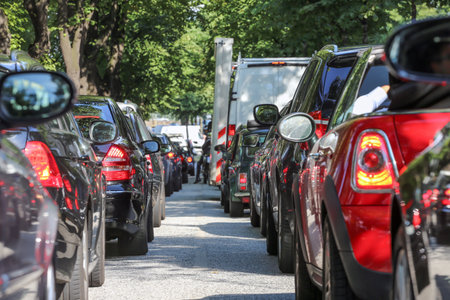 Car stuck in traffic jam