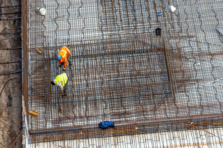 iron weavers on a large construction site