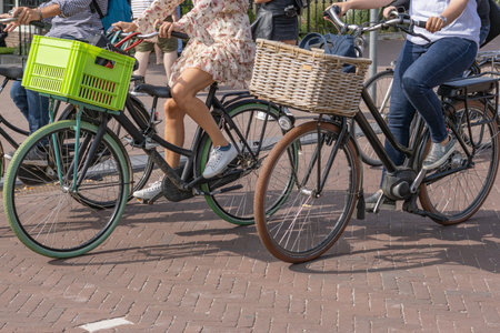female cyclists in the dutch capital amsterdam
