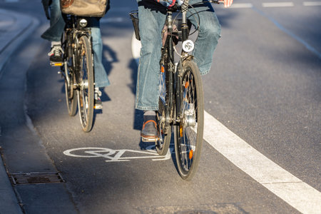 Cyclists on a cycle lane
