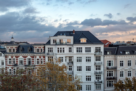 old residential buildings in Hamburgのeditorial素材