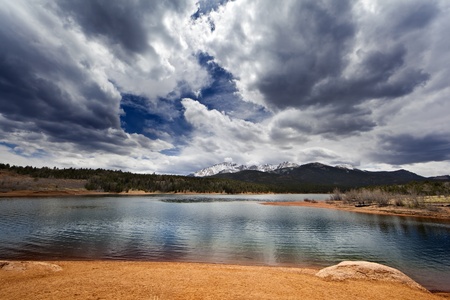 Mountain lake landscapeの写真素材