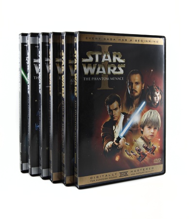 Springfield, Missouri - March 17, 2011: A studio shot on a white background of the Star Wars DVD set featuring all six films.のeditorial素材