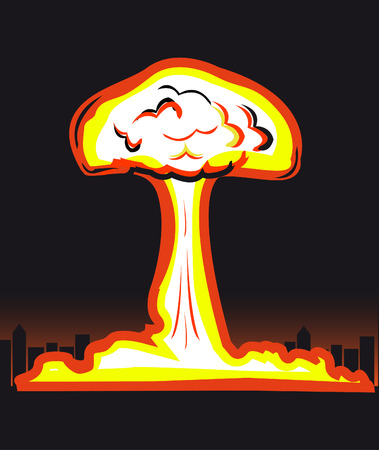Nuclear explosion in big city illustrationのイラスト素材