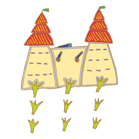 isometric farm with mills barn and silo hay fence and street lamp isolated vector illustrationのイラスト素材