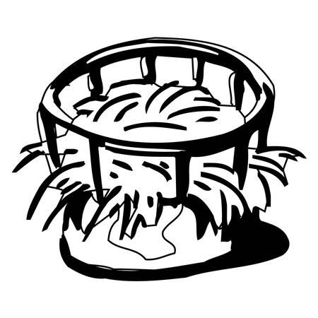Dry haystacks on white background cartoon icon vector illustrationのイラスト素材