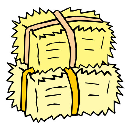 Dry haystacks on white background cartoon icon vector illustrationのイラスト素材