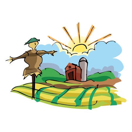 Cartoon character of Scarecrow  on farm vector design illustrationのイラスト素材