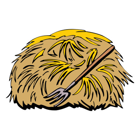 Dry haystacks on white background cartoon icon vector illustrationのイラスト素材