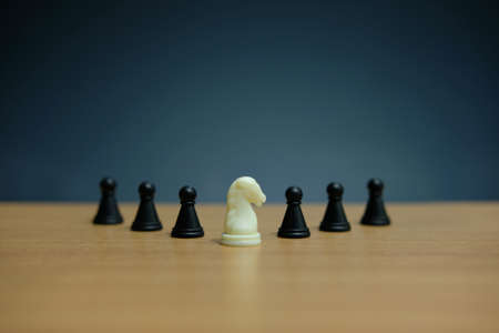 Business strategy conceptual photo - horse knight in the middle of chess pieceの写真素材
