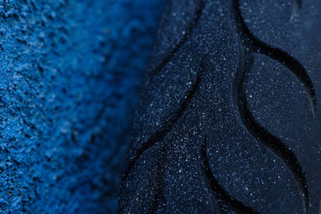 Abstract macro photography. Close up tire texture pattern, cold tone colorの写真素材