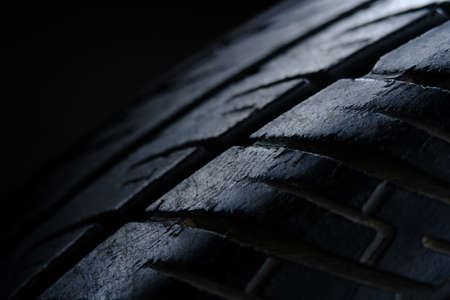 Abstract macro photography, close up old tire texture pattern with highlightの写真素材