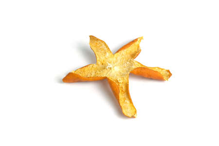 Dried orange peel skin isolated on white backgroundの写真素材
