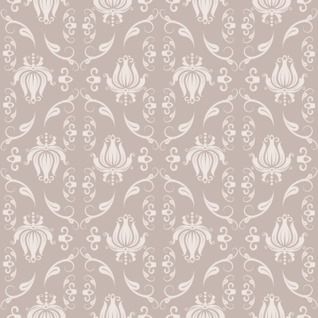 Seamless floral beige damask pattern vector illustrationのイラスト素材