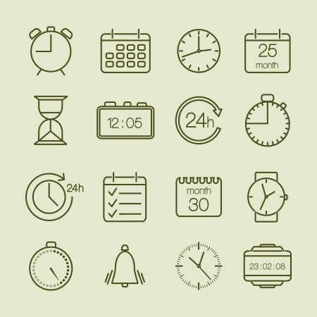 Simple time and calendar icons set vector illustrationのイラスト素材
