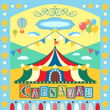 Colorful carnival poster or card template vector illustrationのイラスト素材