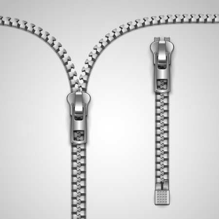 Metal realistic zipper template vector illustrationのイラスト素材