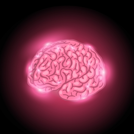 Glowing thinking brain in the dark vector illustrationのイラスト素材