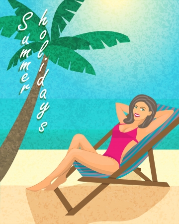 Summer holiday poster, print or banner template vector illustrationのイラスト素材