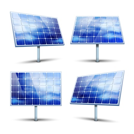 Solar panels vector illustration isolated on whiteのイラスト素材
