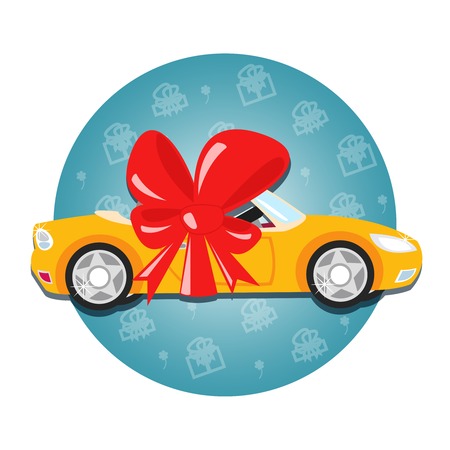 Car gift with bow symbol illustration isolatedのイラスト素材