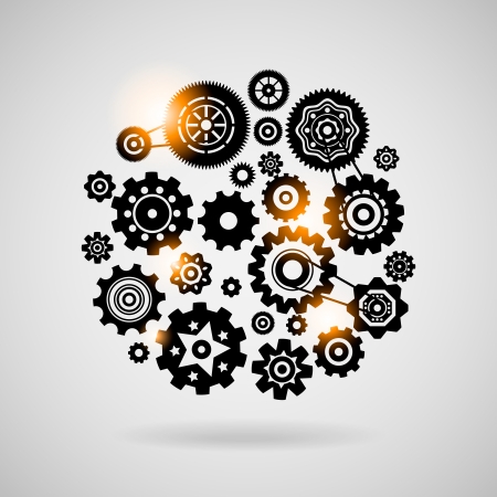 Cogs and gears teamwork concept or symbol vector illustrationのイラスト素材
