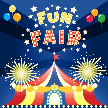 Fun fair at night poster template vector illustrationのイラスト素材