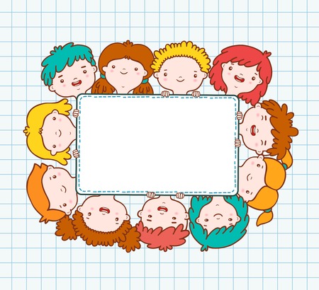 Doodle kids blank frame template vector illustrationのイラスト素材