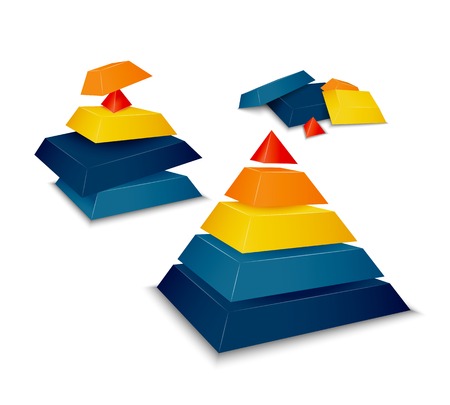 Pyramid assembled, disassembled and as parts vector illustrationのイラスト素材