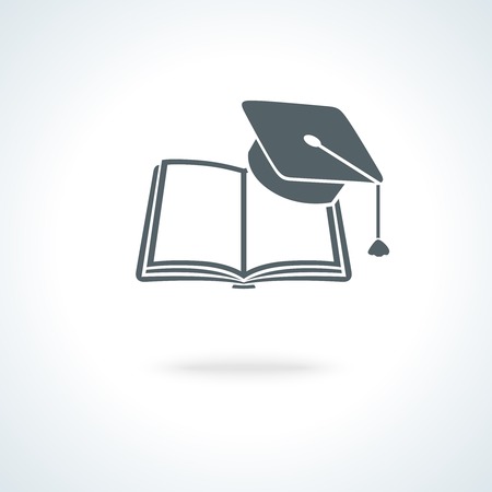 Open book with square academic cap icon illustrationのイラスト素材