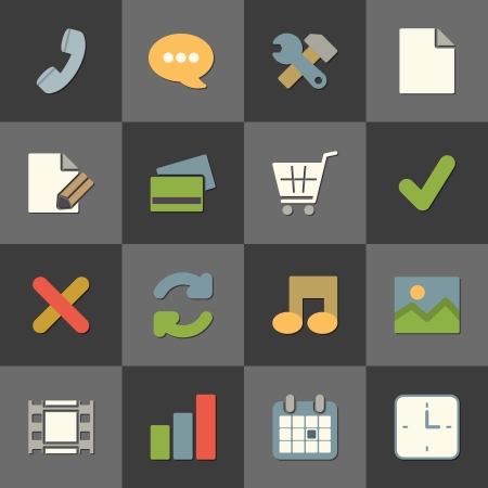Online shopping website icon set, color flat design isolated illustrationのイラスト素材